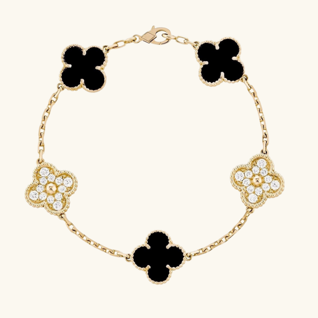 Clover Bracelet (gold finish, black detail)