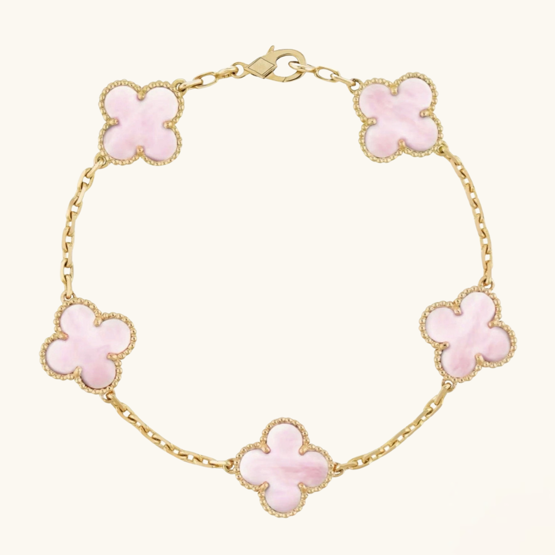 Clover Bracelet (gold finish, pink detail)