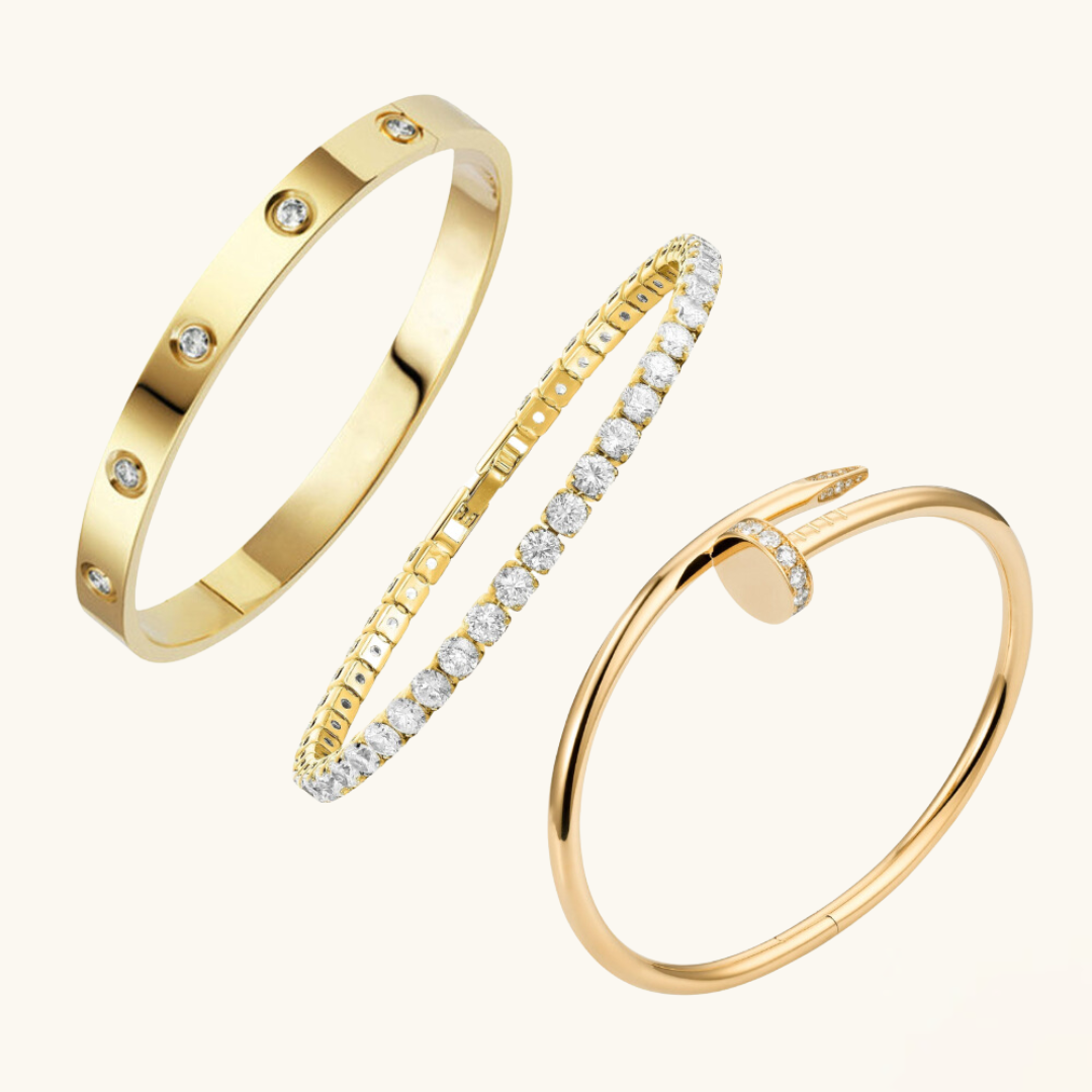 Julia Bracelet Set (gold finish, 3-piece)
