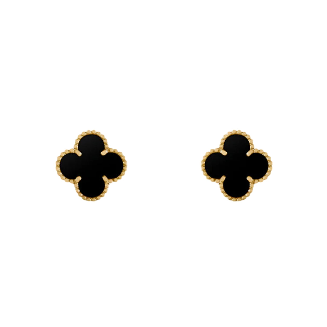 Clover Earrings Black (gold finish)
