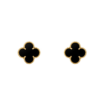 Clover Earrings Black (gold finish)