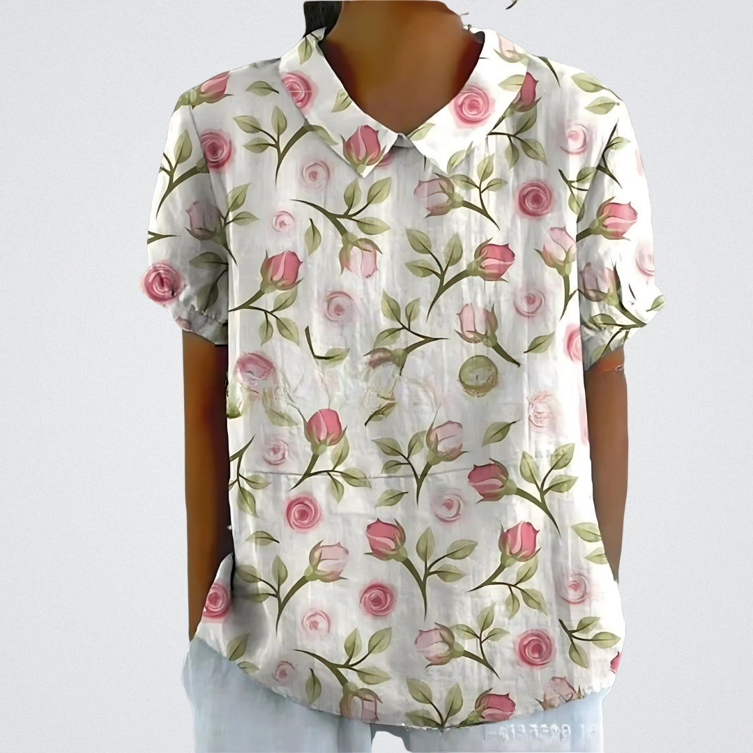 Lina™ | Floral Linen Blouse