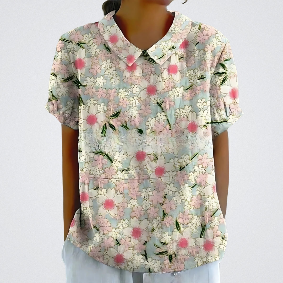 Lina™ | Floral Linen Blouse