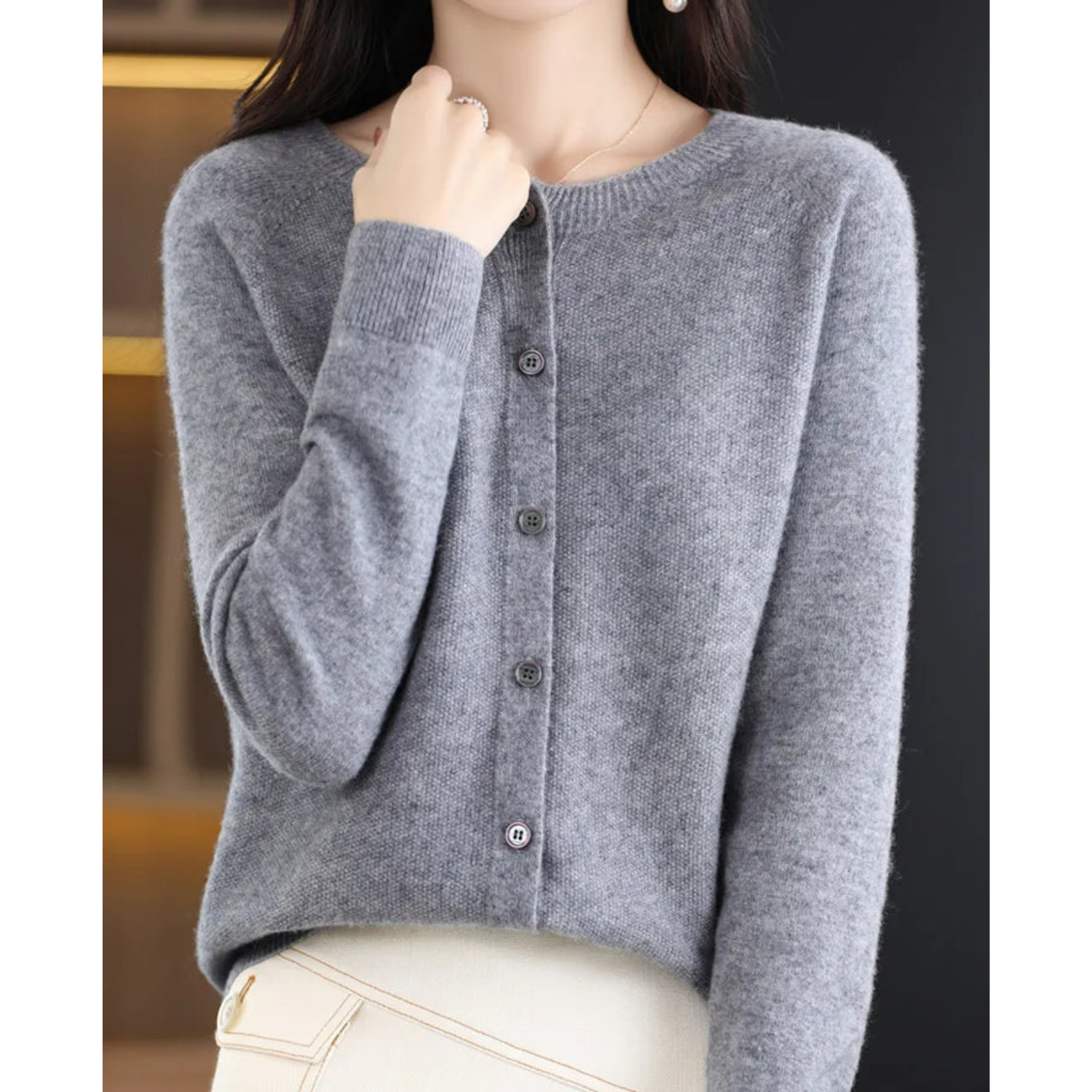 Poppy | Women's Round Neck Cardigan Sweater
