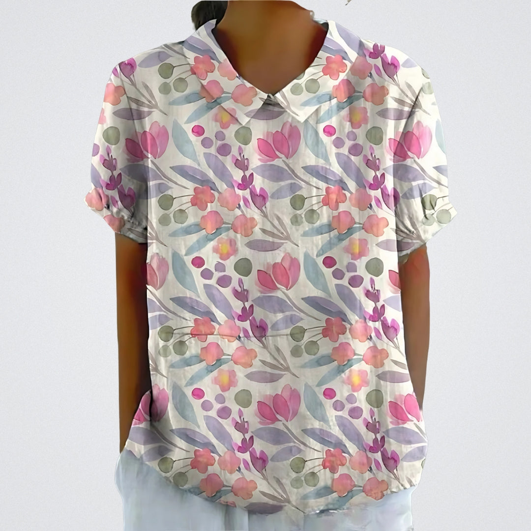 Lina™ | Floral Linen Blouse