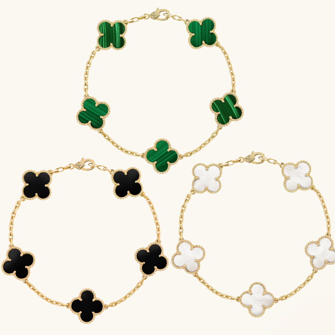 Clover Bracelet Set (gold finish, 3-piece)