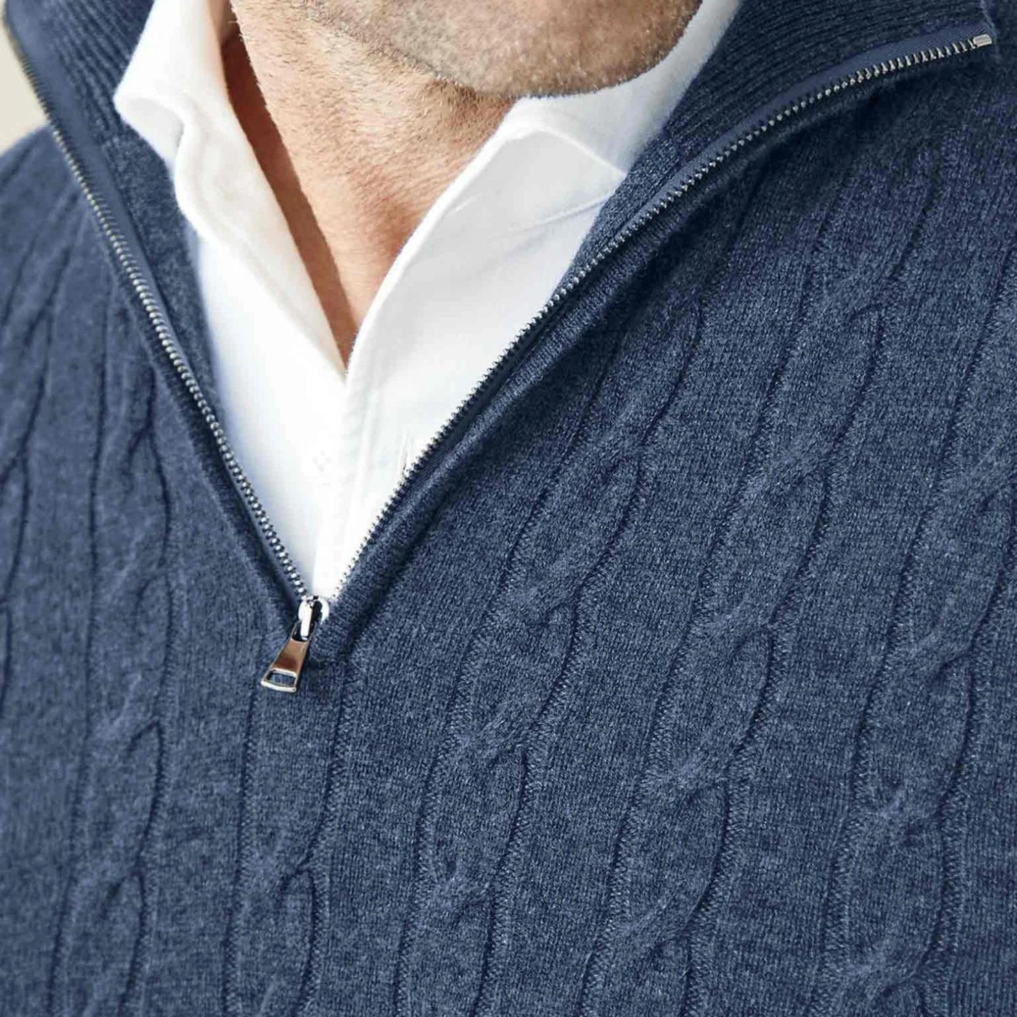 Cable Knit Zipper Sweater