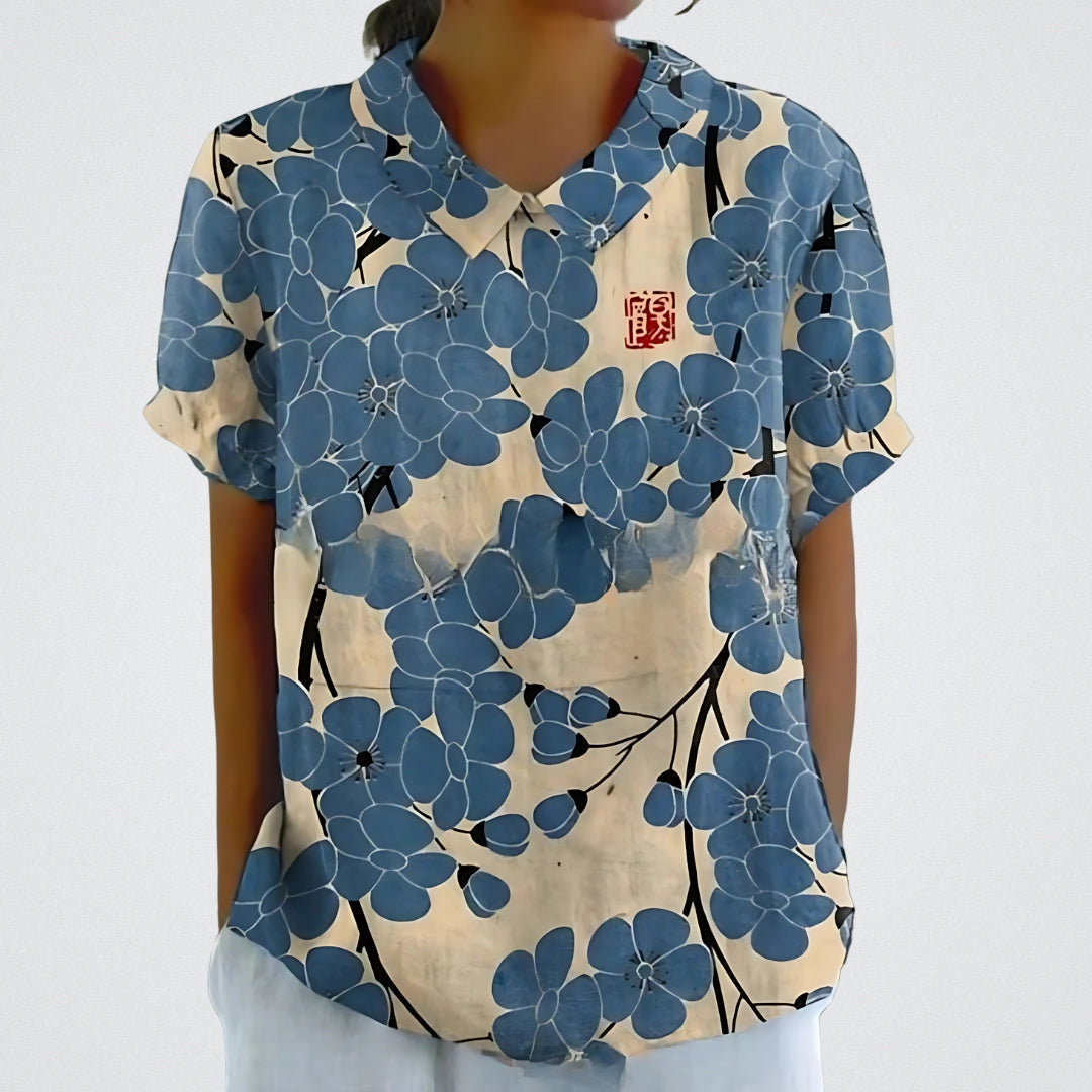 Lina™ | Floral Linen Blouse