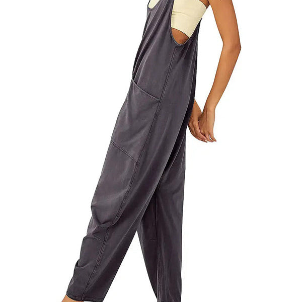 Casual Dungaree Jumpsuit with Large Pockets
