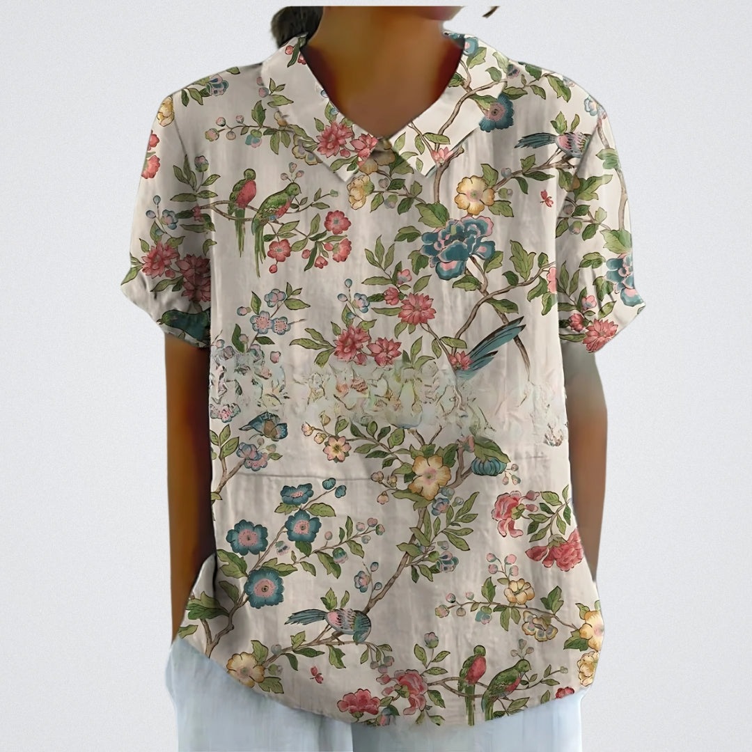 Lina™ | Floral Linen Blouse