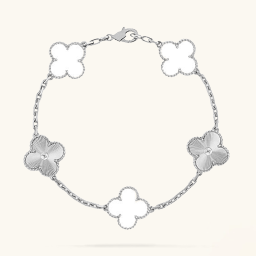 Clover Bracelet (stainless steel, white detail)