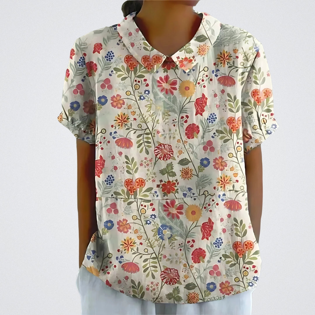 Lina™ | Floral Linen Blouse