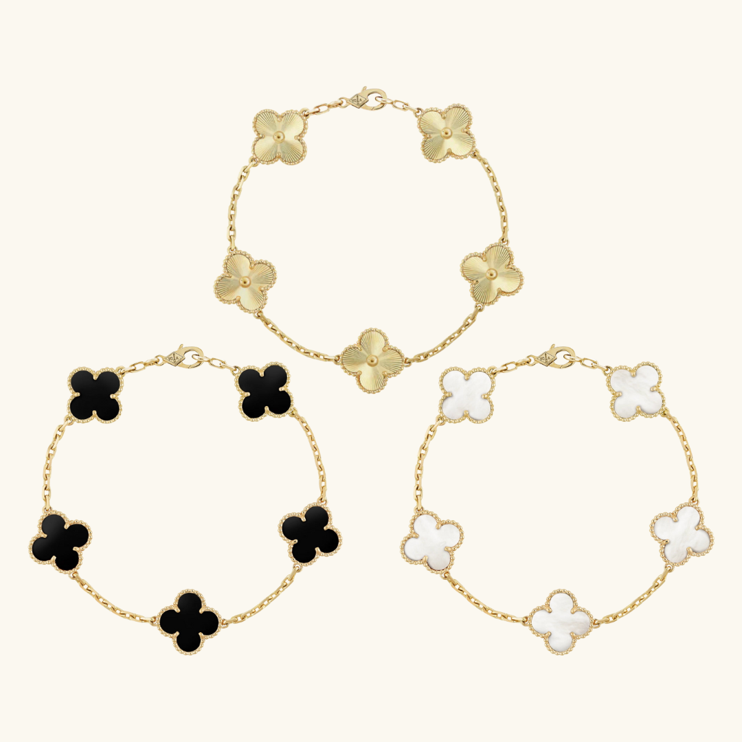 Clover Bracelet Set (gold finish, 3-piece)