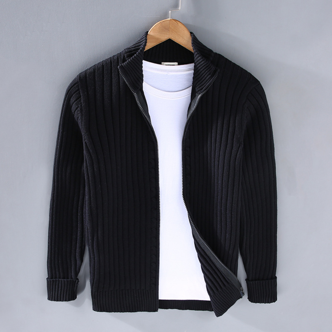 Men's Ribbed Zip-Up Cardigan | Casual