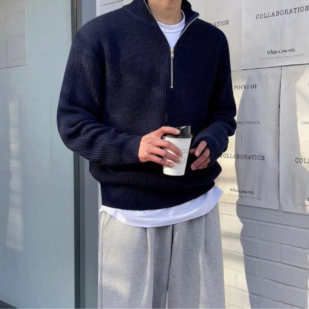 Men's Casual Zip Sweater | Knitted
