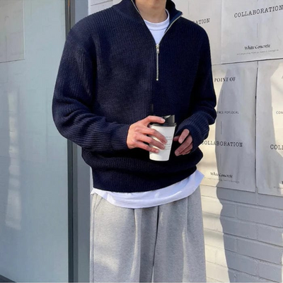 Men's Casual Zip Sweater | Knitted