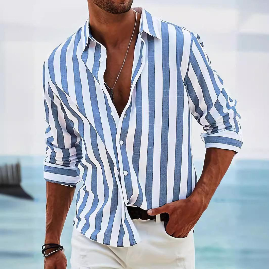 Men's Striped Button-Up Shirt | Summer