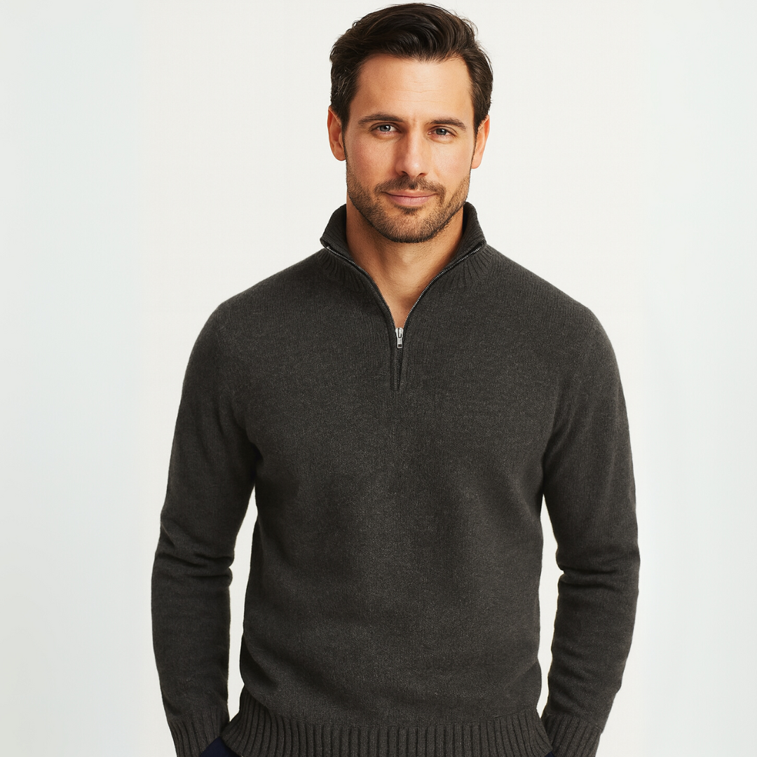 Men's Ribbed Zip Sweater | Comfortable