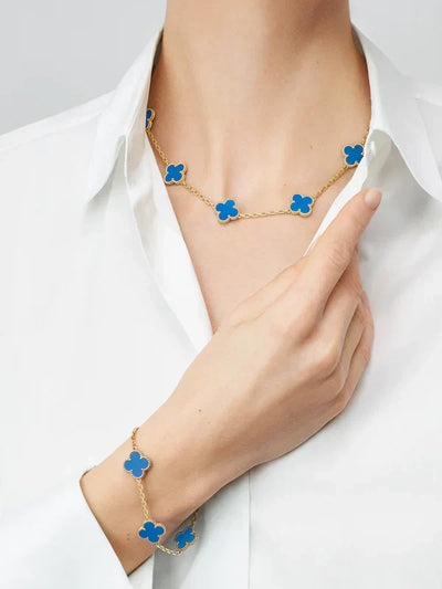 Clover Bracelet (gold finish, blue detail)