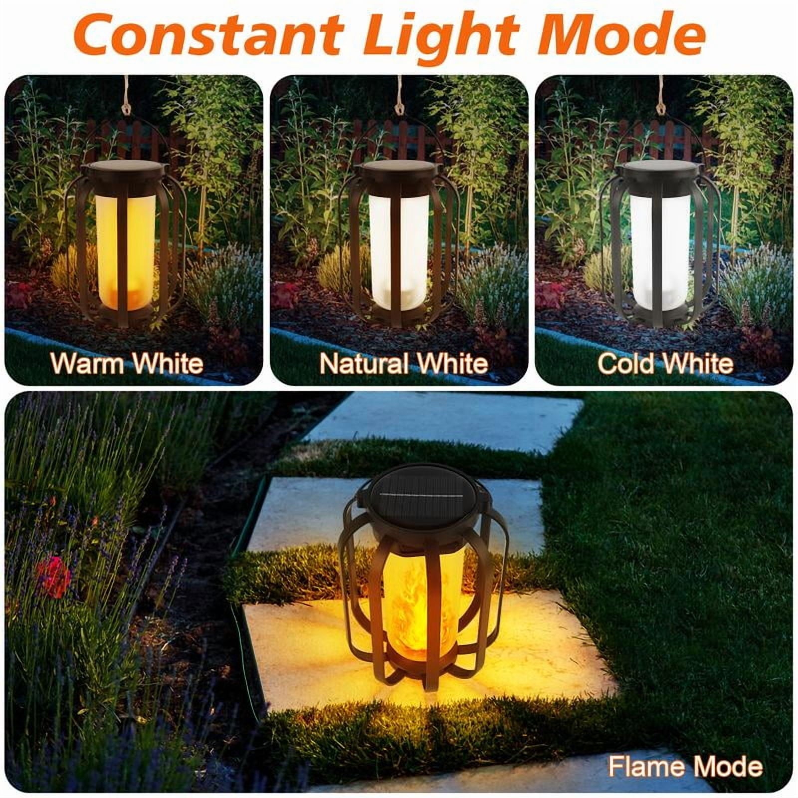 Amber Flame Solar Lantern – Warm Light for Cozy Outdoor Ambience