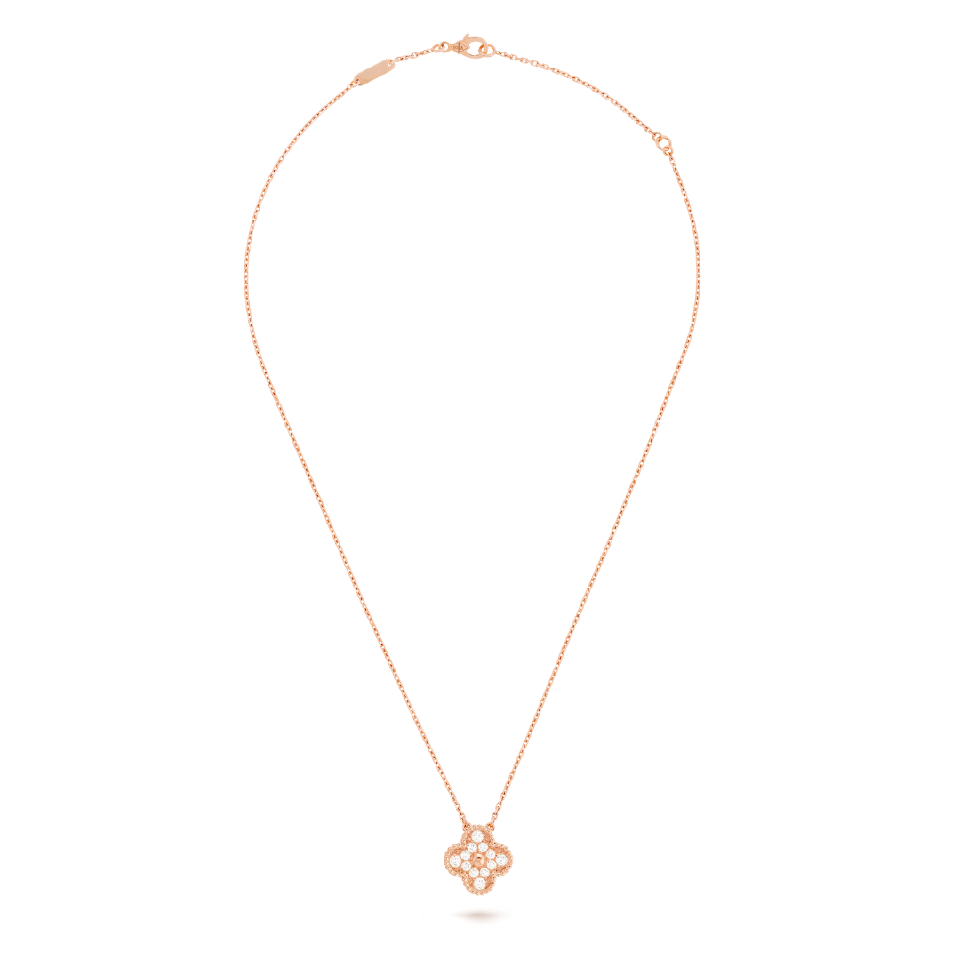 Clover Necklace (rose gold finish, pink detail)
