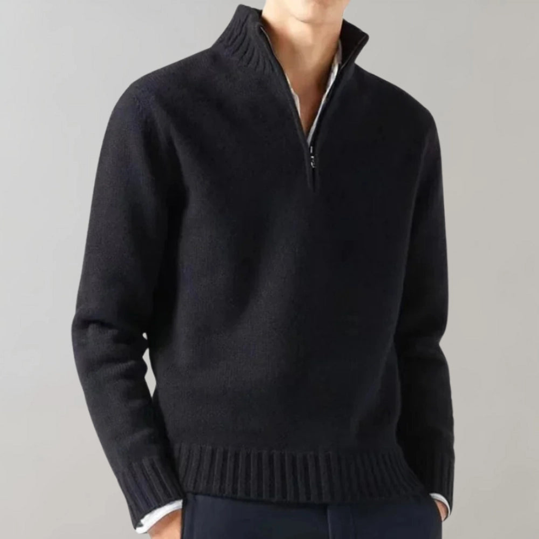 Men's Ribbed Zip Sweater | Comfortable