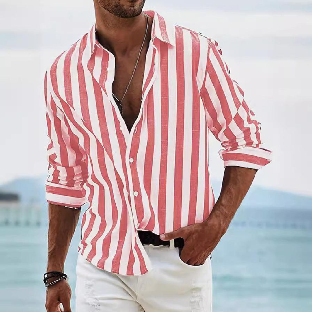 Men's Striped Button-Up Shirt | Summer
