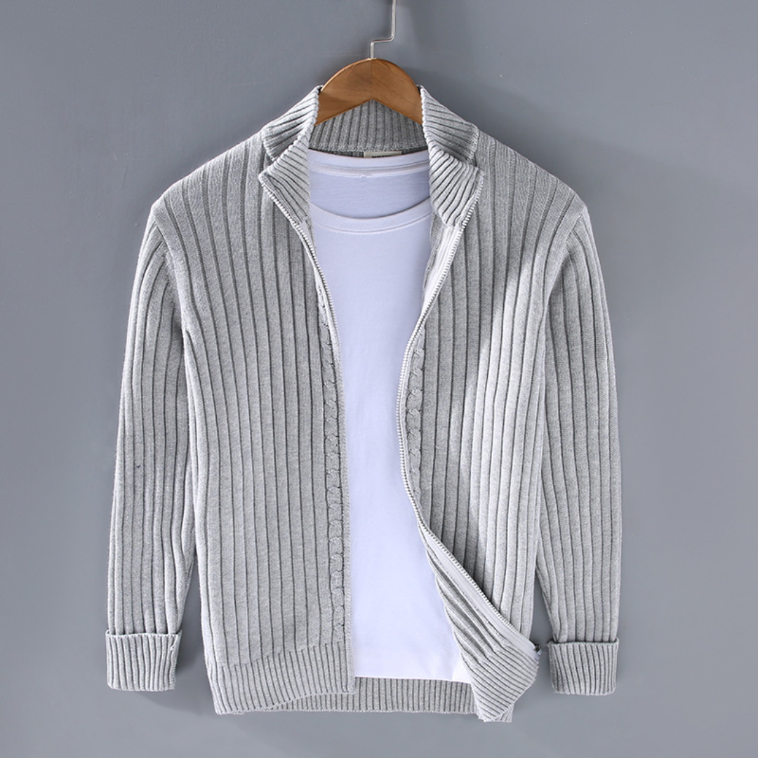 Men's Ribbed Zip-Up Cardigan | Casual