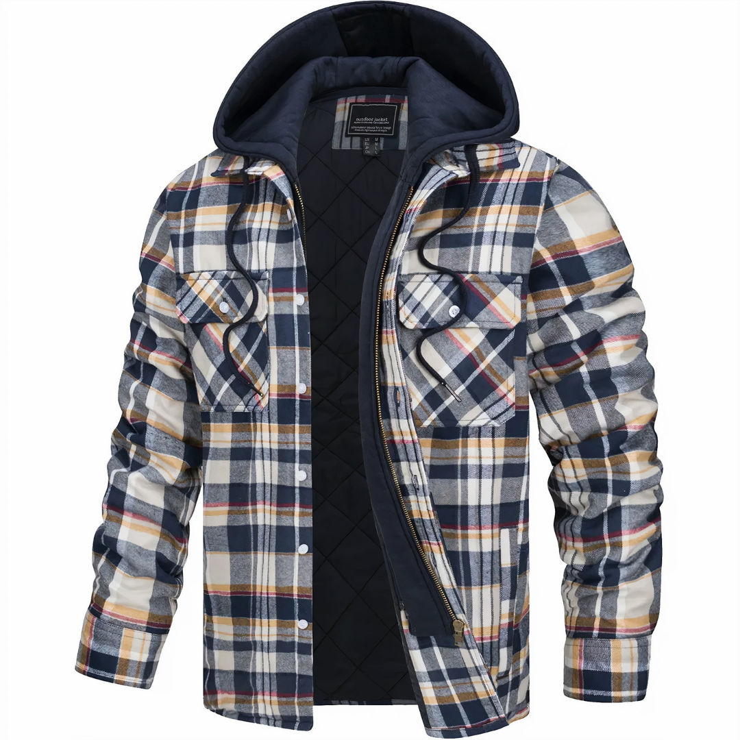 Men's Plaid Shirt Jacket | Hooded