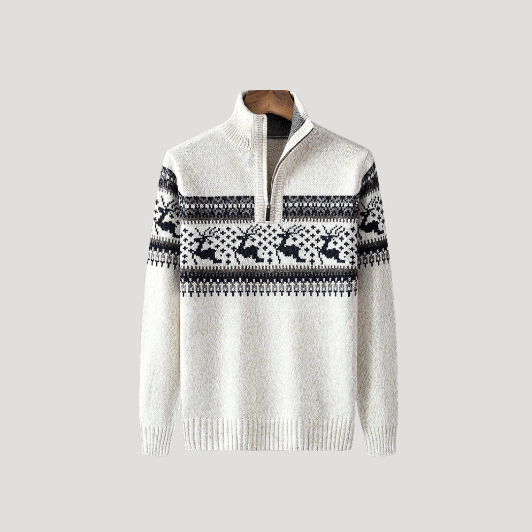 Men’s half zip knitted christmas jumper festive