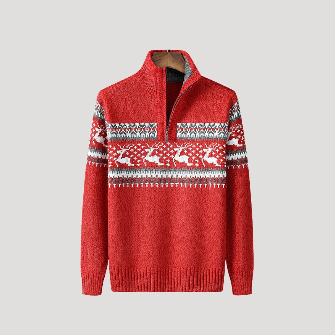 Men’s half zip knitted christmas jumper festive
