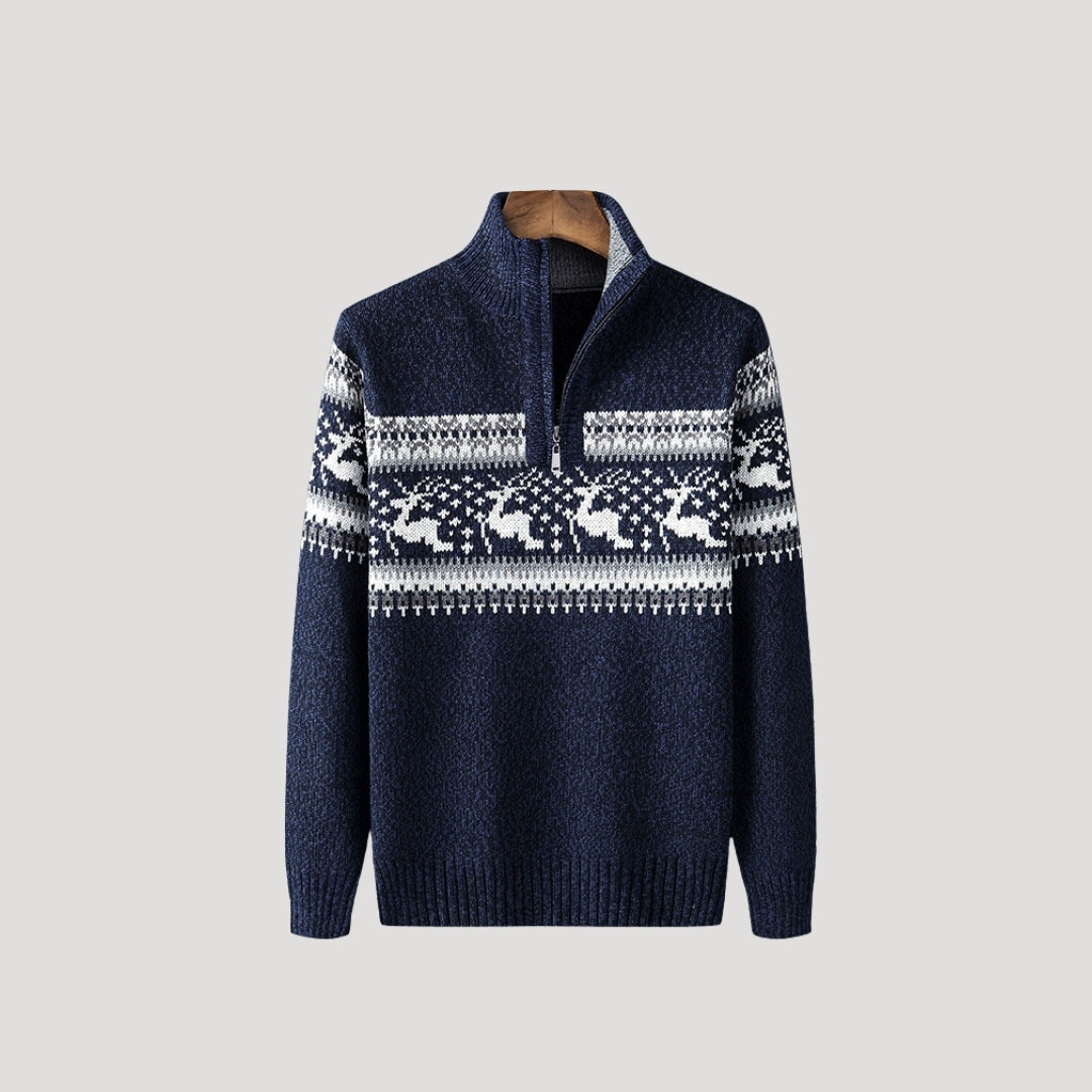 Men’s half zip knitted christmas jumper festive