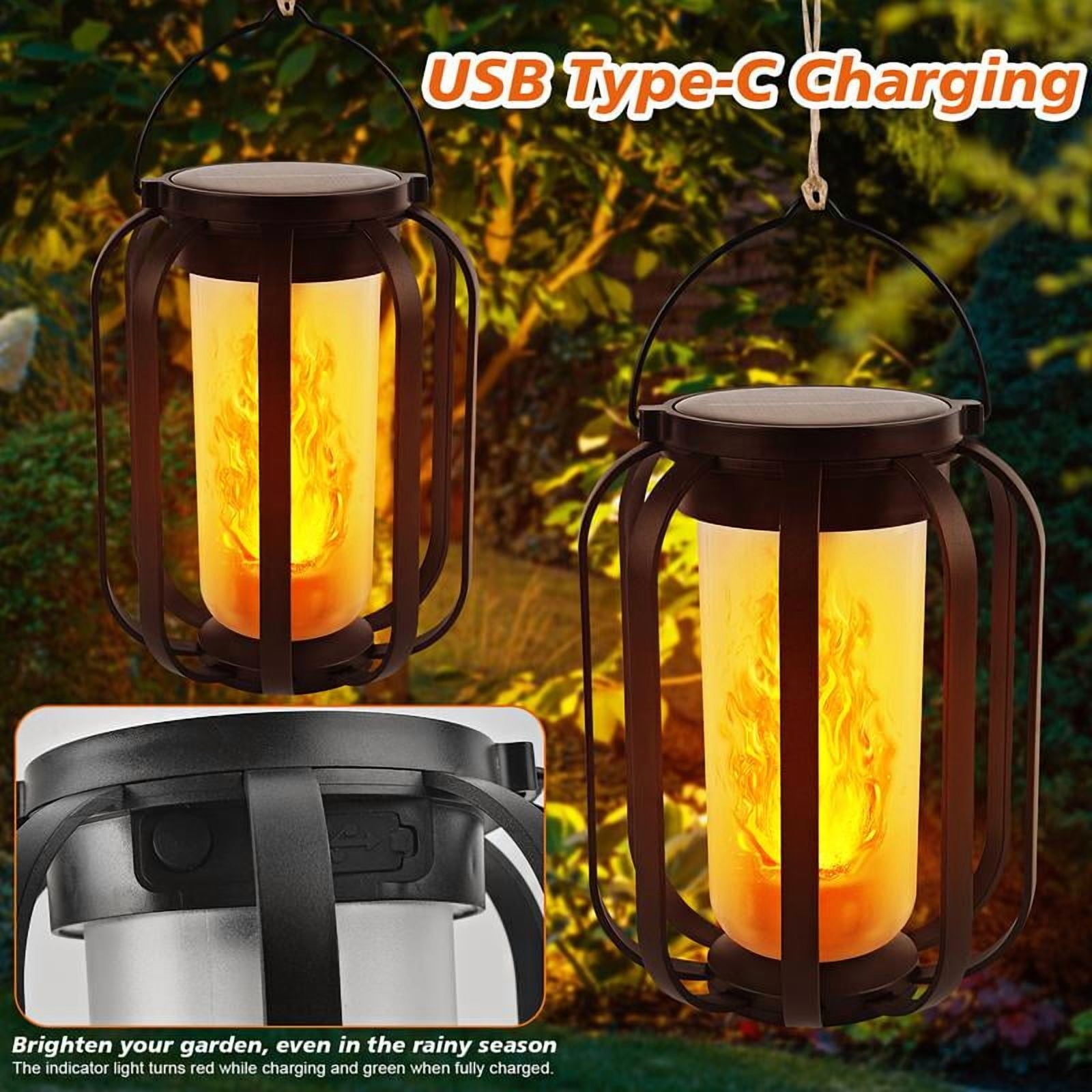 Amber Flame Solar Lantern – Warm Light for Cozy Outdoor Ambience