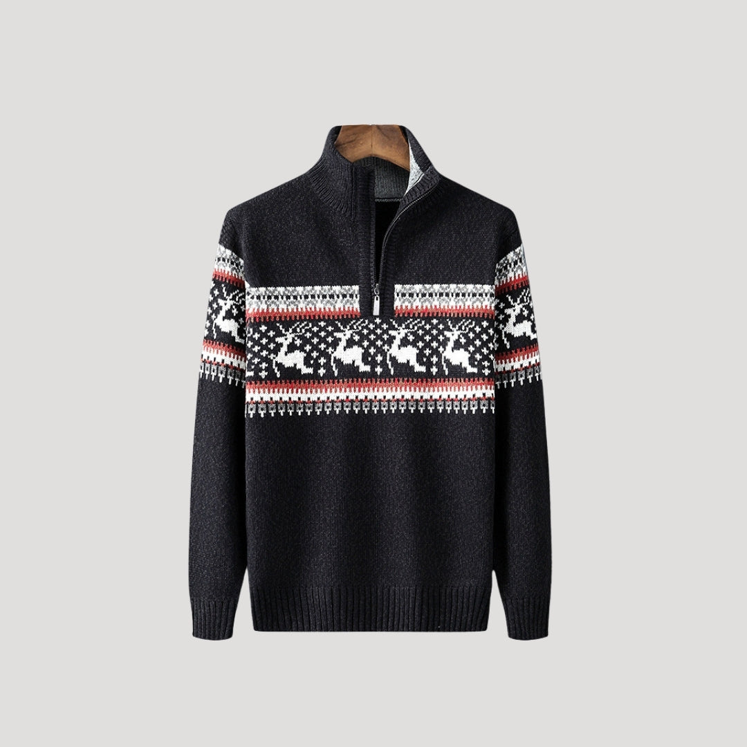 Men’s half zip knitted christmas jumper festive