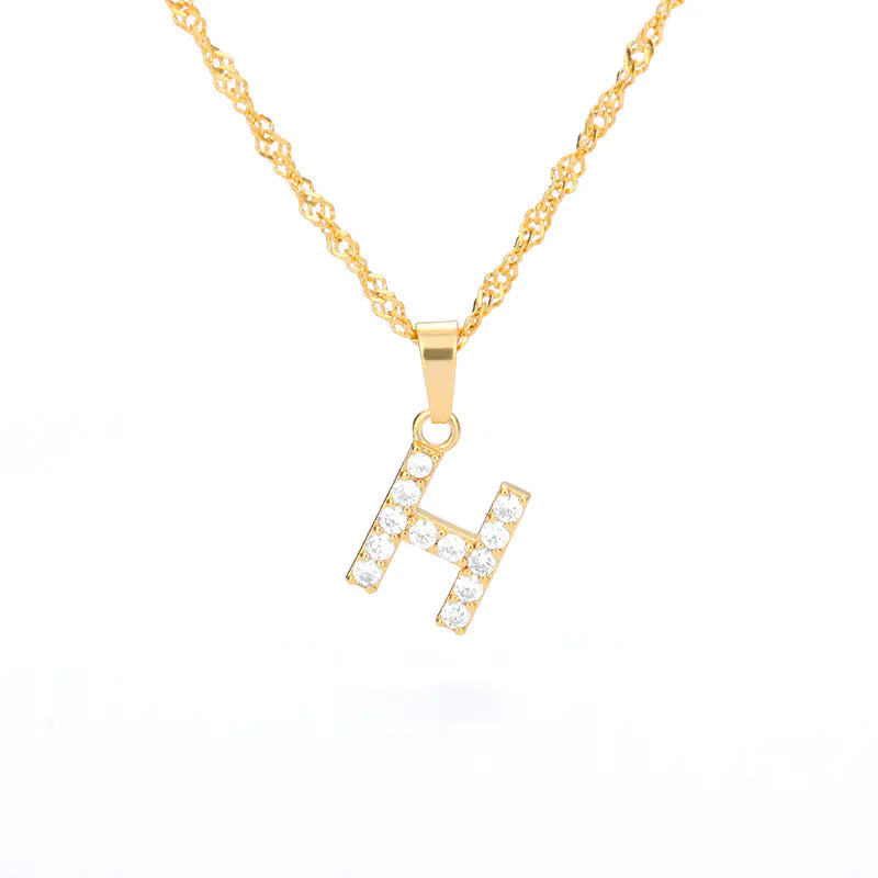 Zircon Letter Necklace (Gold finish)