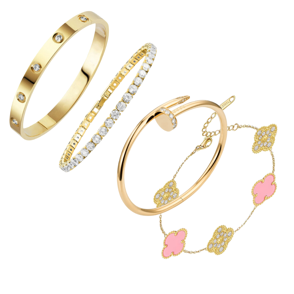 Clover Bracelet Set (gold finish, 4-piece)