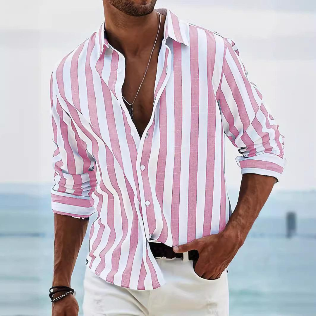 Men's Striped Button-Up Shirt | Summer