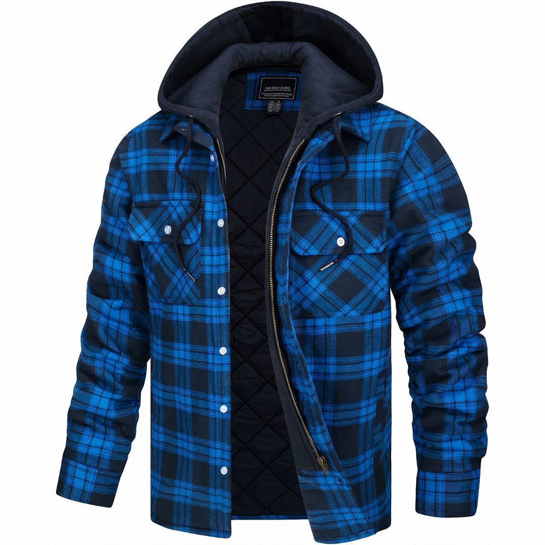 Men's Plaid Shirt Jacket | Hooded