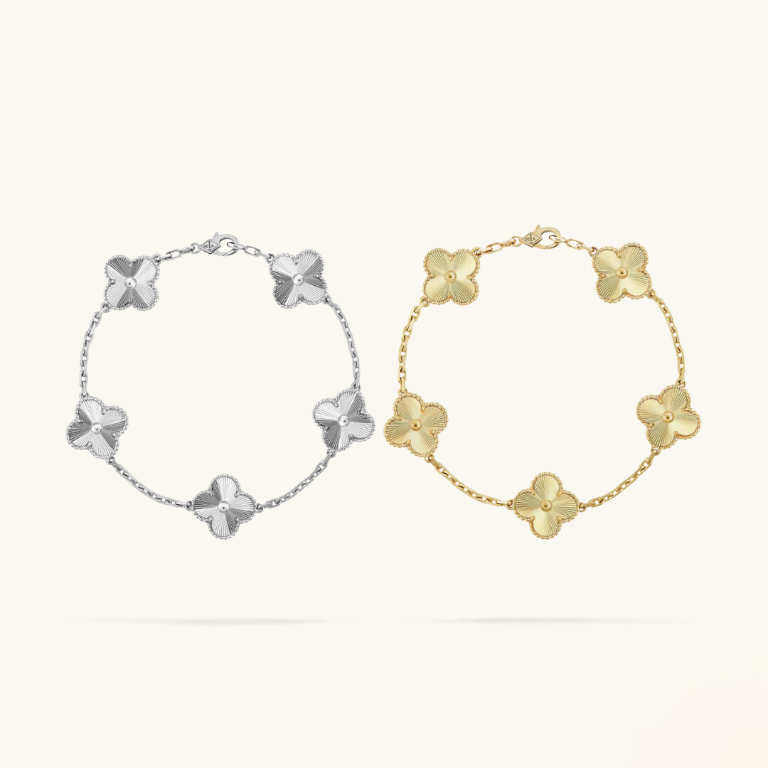 Clover Bracelet Set (gold & stainless steel, 2-piece)