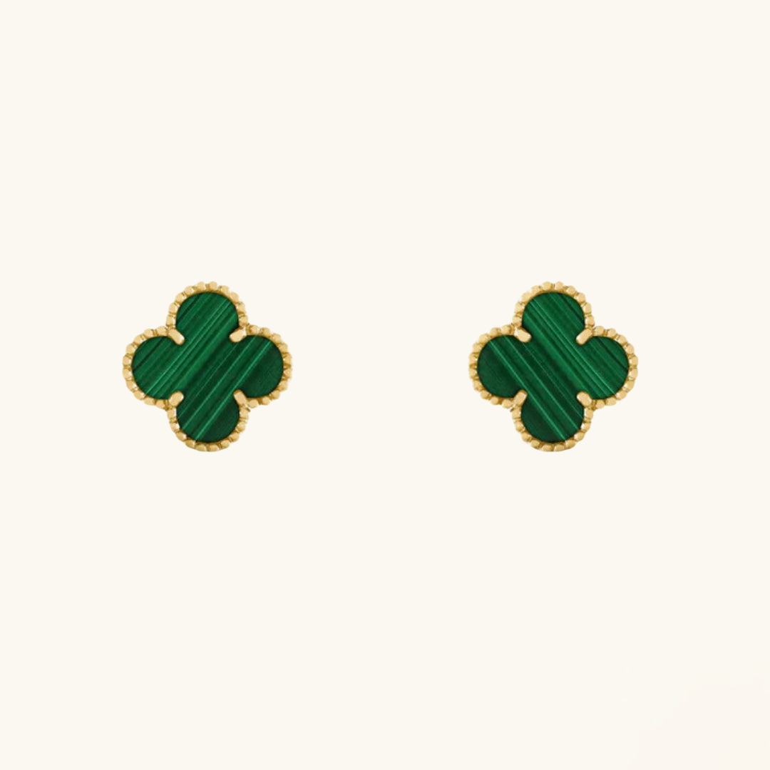 Clover Earrings Green (gold finish)
