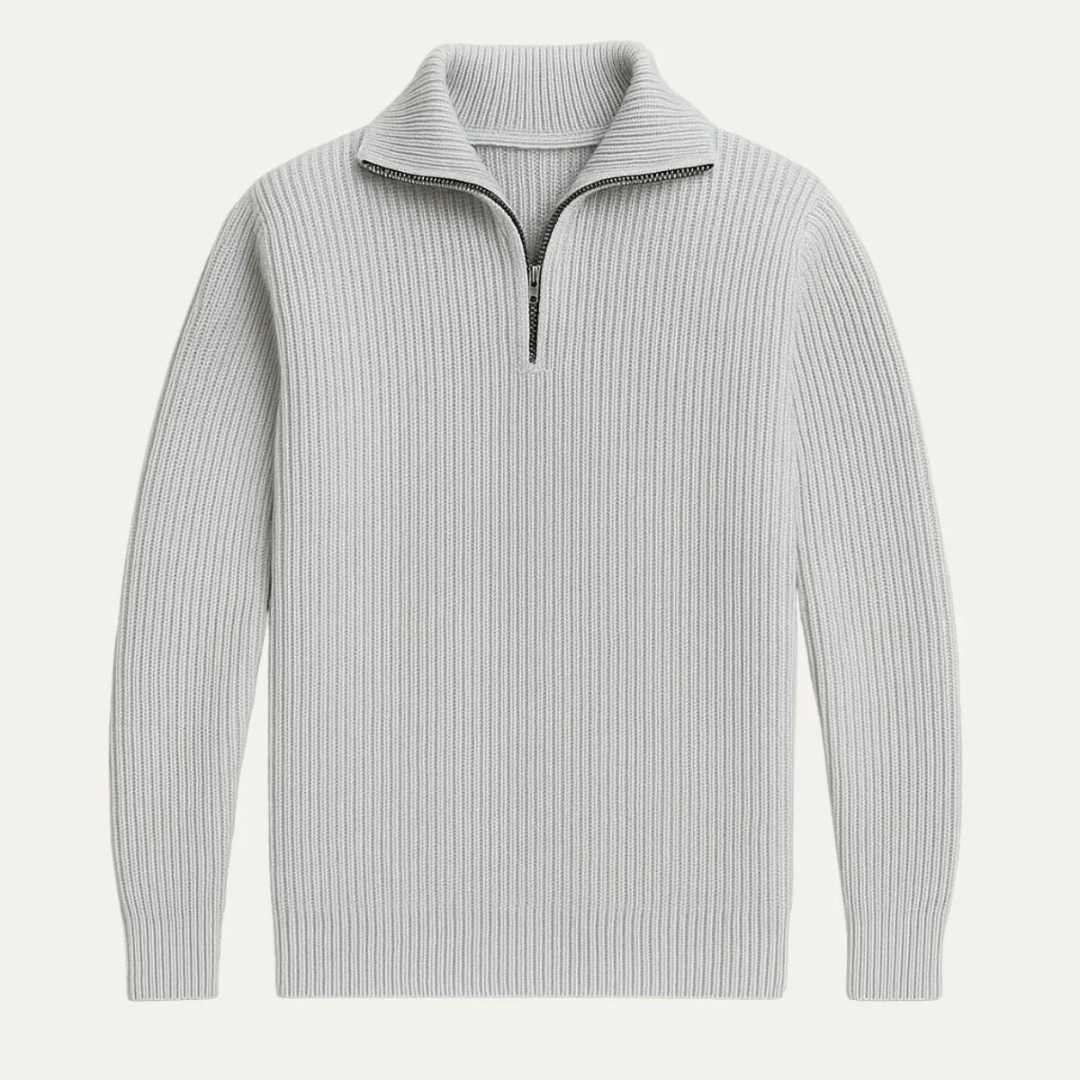 Men's Zip-Up Ribbed Sweater | Cozy Knit