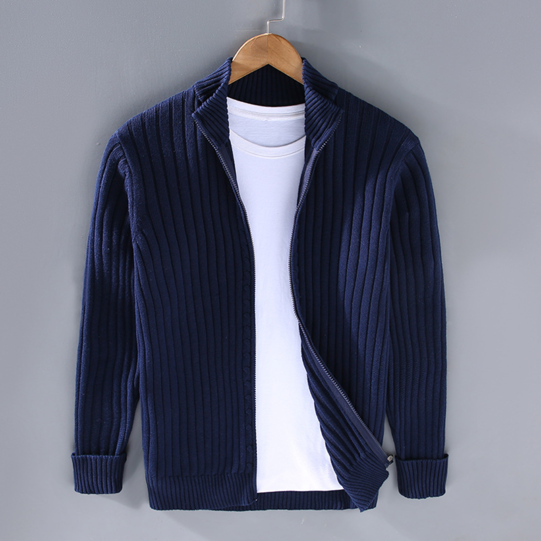 Men's Ribbed Zip-Up Cardigan | Casual