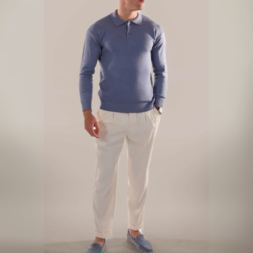 Men's Long Sleeve Polo Sweater | Casual
