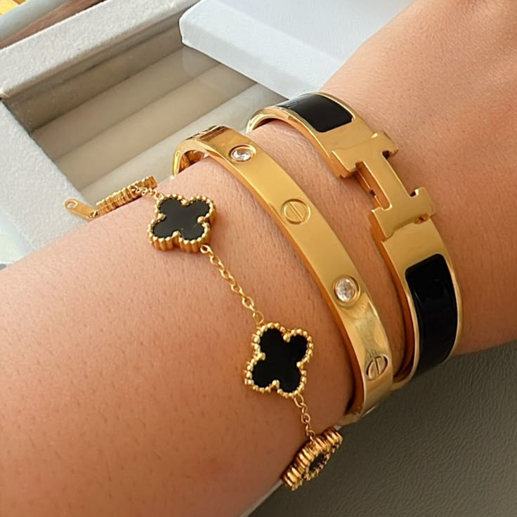 Noir Bracelet Set (gold finish, 3-piece)