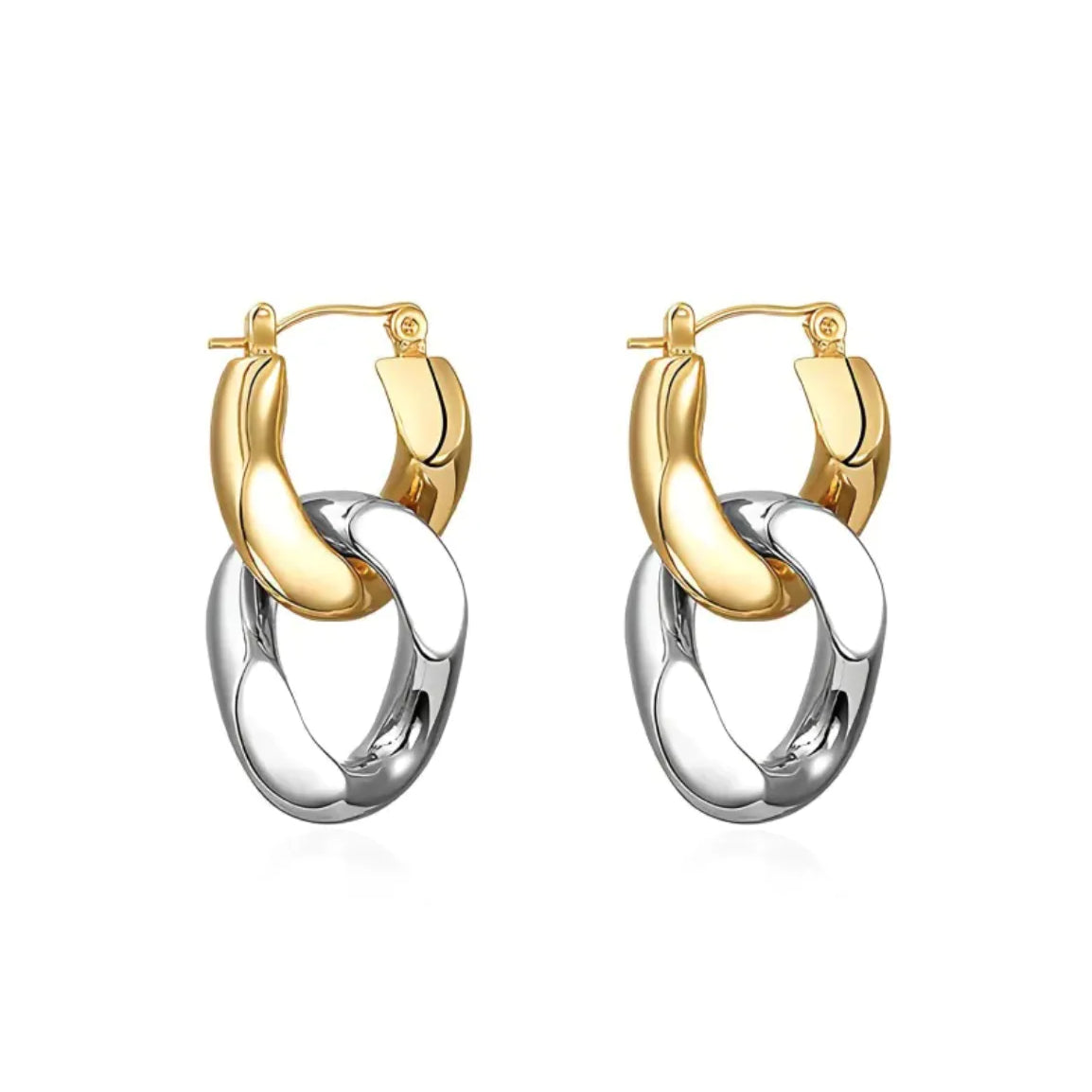 Cuban Link Diamond Drop Earrings (gold finish)
