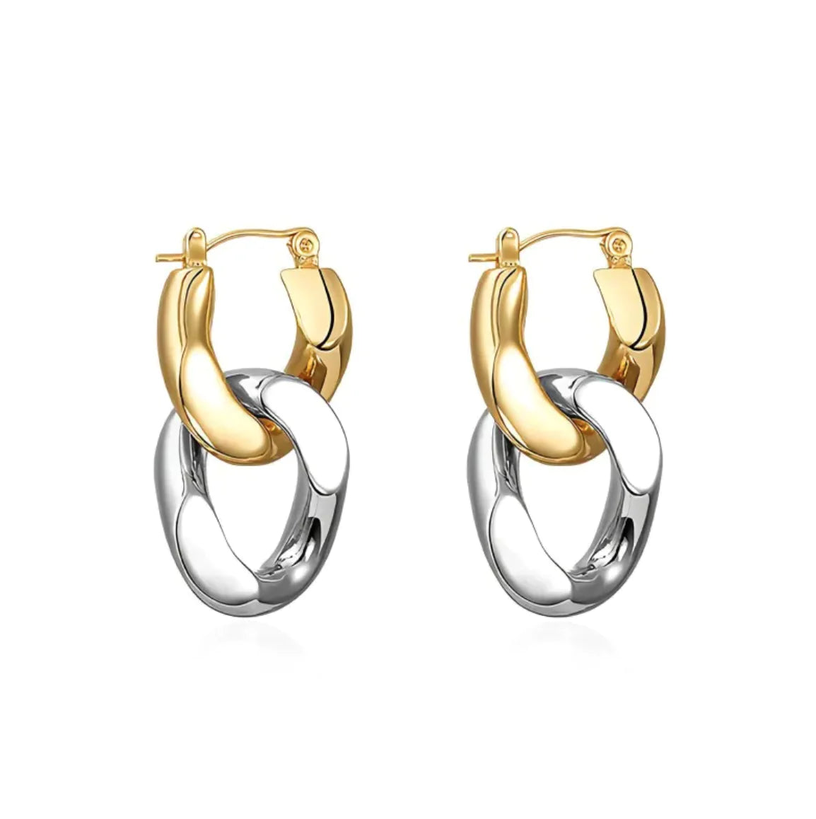 Cuban Link Diamond Drop Earrings (gold finish)