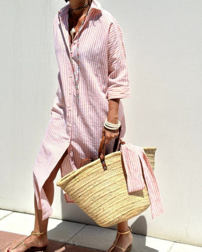 Coby | Classic Striped Linen Shirt Dress