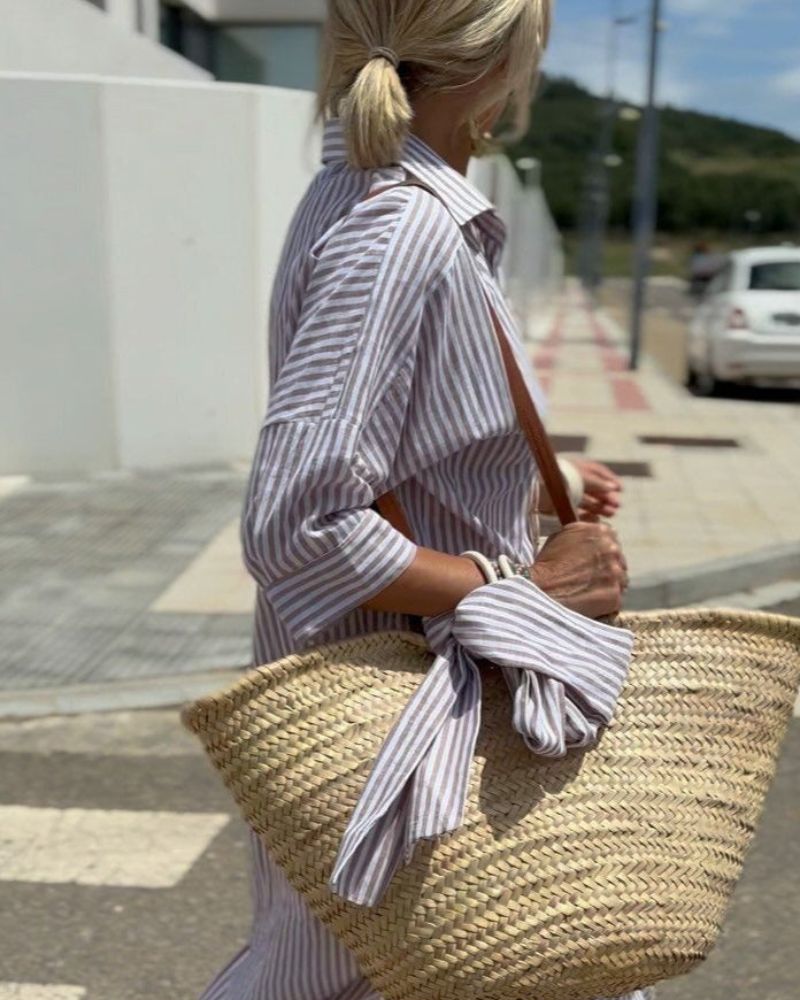 Coby | Classic Striped Linen Shirt Dress