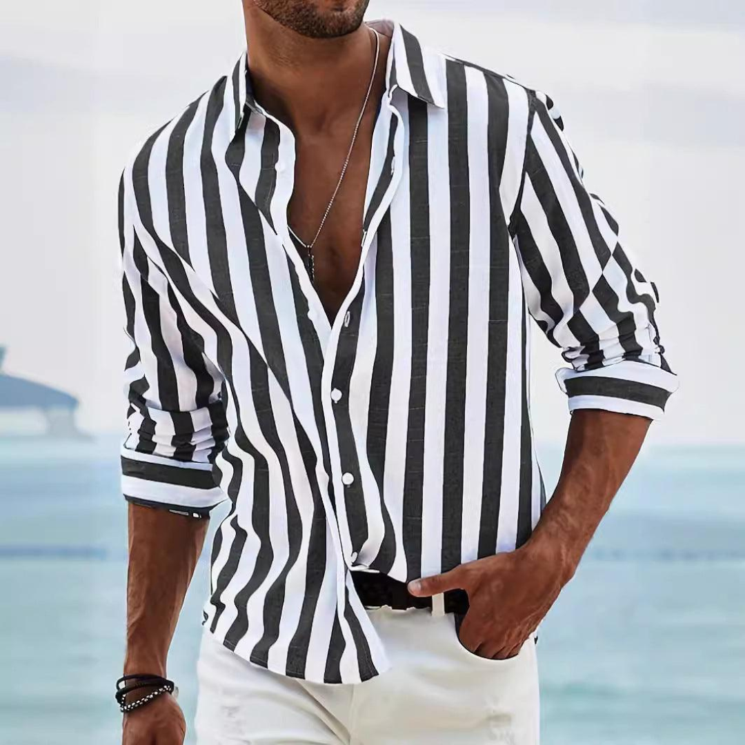 Men's Striped Button-Up Shirt | Summer