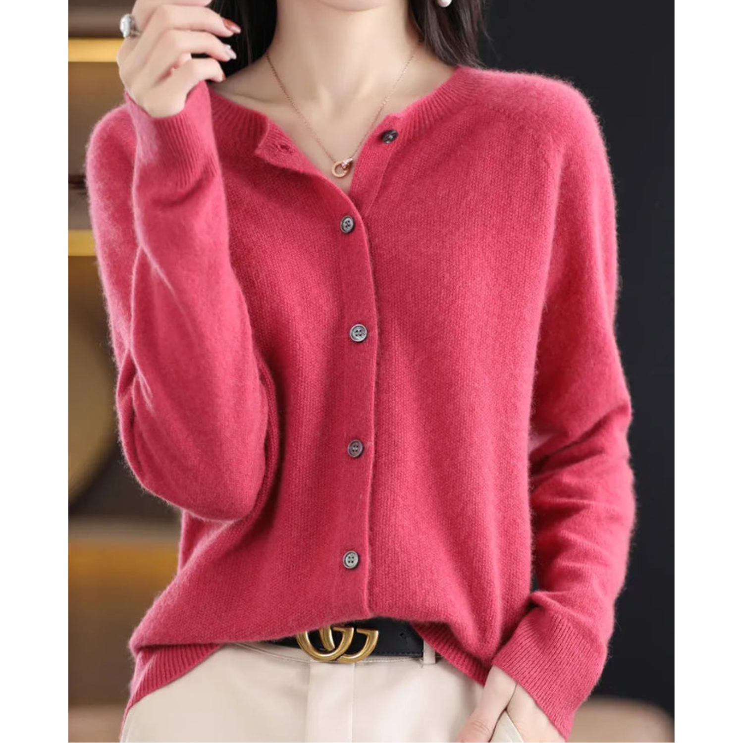 Poppy | Women's Round Neck Cardigan Sweater